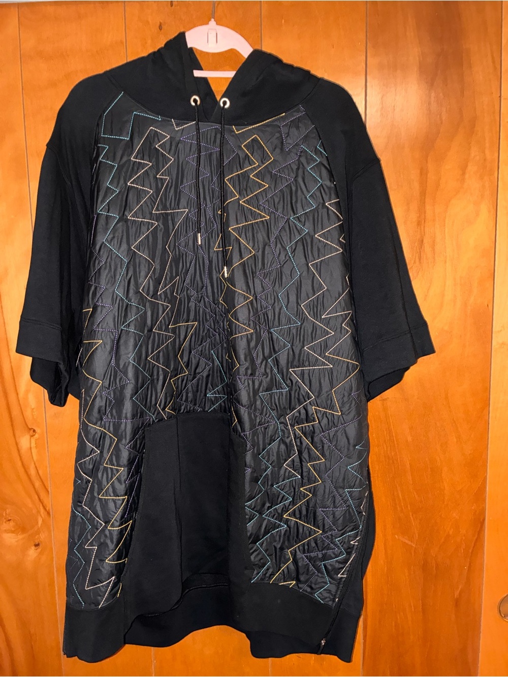 Michael Jordan Black Quilted Short-Sleeve Hoodie with Zigzag Stitching 3x